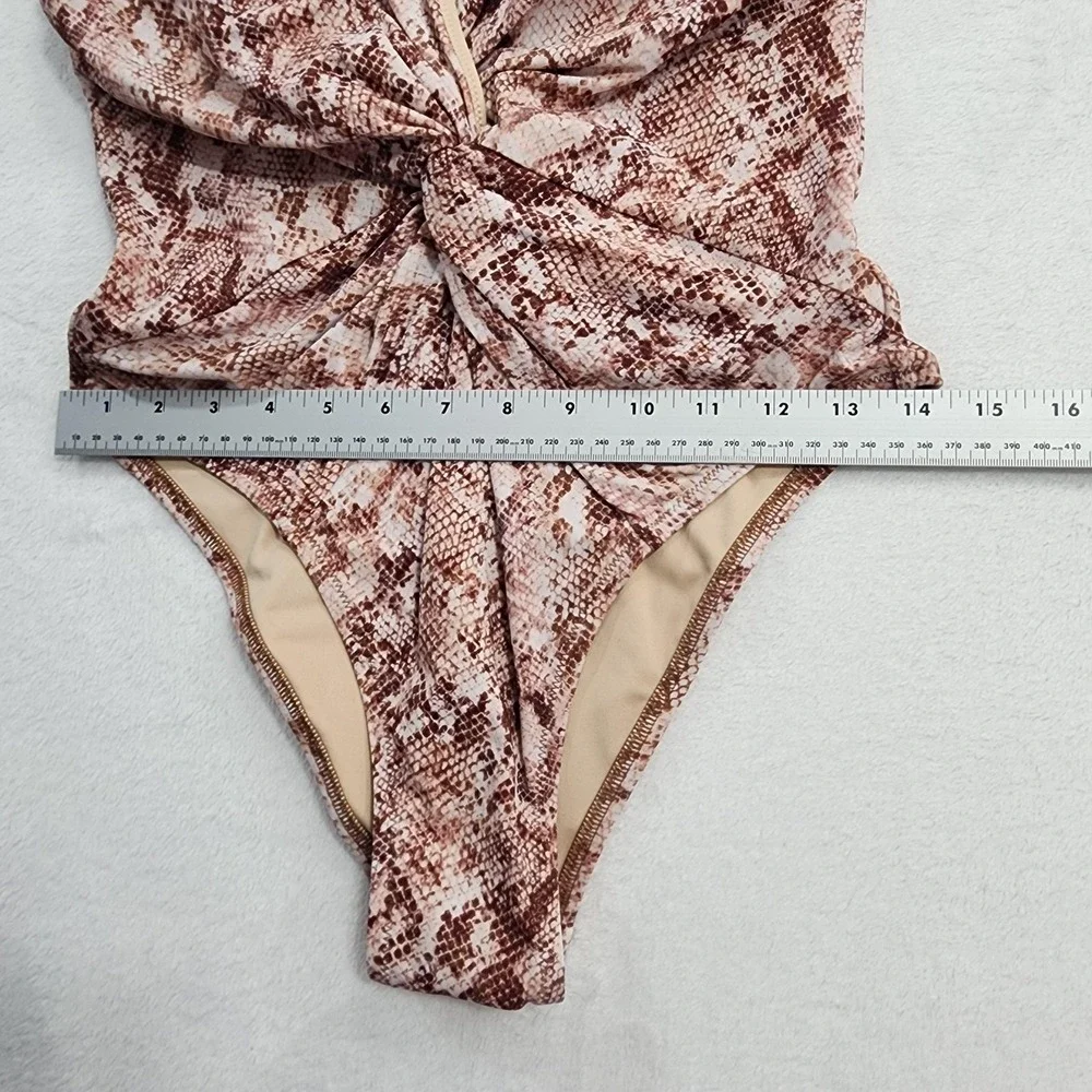Victoria's Secret Swimsuit Women S Brown Sexy Snake Print Plunge Twist One Piece - Picture 7 of 10